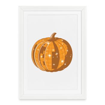 Citrouille scintillante rétro - Affiche encadrée (27 × 37 cm) - blanc - Devant