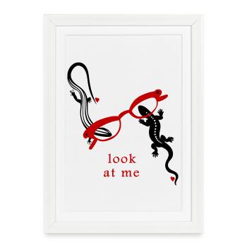 Lizards with glasses Look at Me - Framed poster (27 × 37 cm) - white - Front
