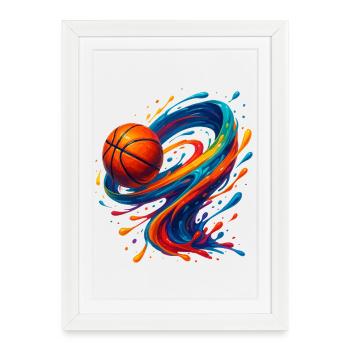 Lebendiger Orbit Basketball Splash - Gerahmtes Poster (27 × 37 cm) - Weiß - Vorne