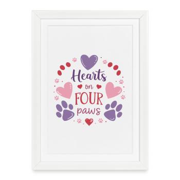 Hearts on Four Paws - Framed poster (27 × 37 cm) - white - Front