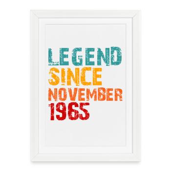 Légende 1965 60ème anniversaire Cadeaux pour Hommes Femmes 60 Y - Affiche encadrée (27 × 37 cm) - blanc - Devant