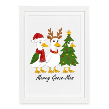 Christmas and geese - Framed poster (27 × 37 cm) - white - Front