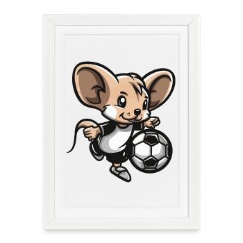 Mouse Soccer Hero Cartoon Illustration - Framed poster (27 × 37 cm) - white - Front