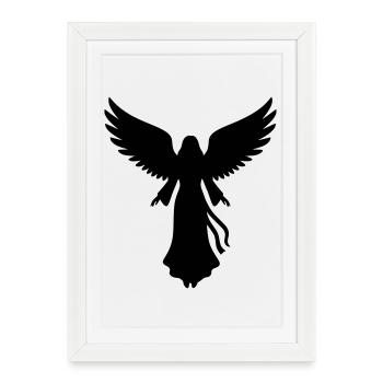 Ange ange ailes silhouette simple - Affiche encadrée (27 × 37 cm) - blanc - Devant