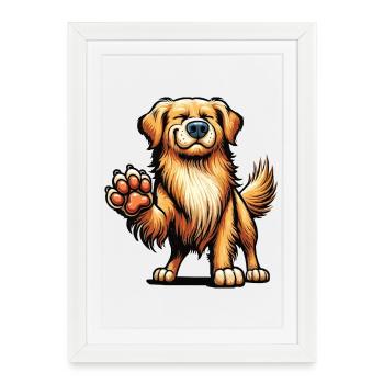 Golden Retriever Goldie Goldiepropriétaire Goldies - Affiche encadrée (27 × 37 cm) - blanc - Devant