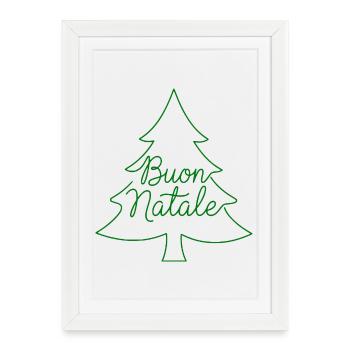 Conception du sapin de Noël Buon Natale - Affiche encadrée (27 × 37 cm) - blanc - Devant