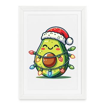 Éclairage festif de Noël à l’avocat pour le Père Noël - Affiche encadrée (27 × 37 cm) - blanc - Devant