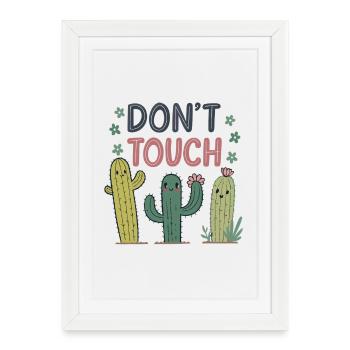 Ne Pas Toucher Cactus Joyeux - Affiche encadrée (27 × 37 cm) - blanc - Devant