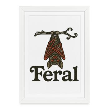 Illustration vintage du blason de la chauve-souris sauvages - Affiche encadrée (27 × 37 cm) - blanc - Devant