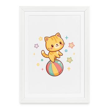 Acrobatic kitten on rainbow ball - Framed poster (27 × 37 cm) - white - Front