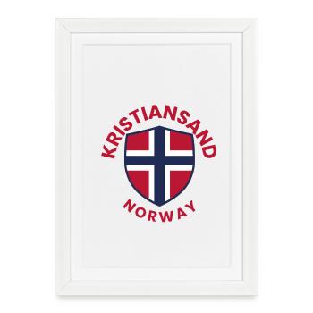 Emblème du bouclier de Norvège de Kristiansand - Affiche encadrée (27 × 37 cm) - blanc - Devant