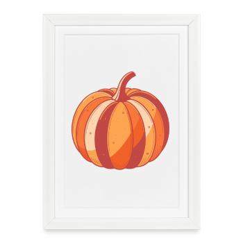 Pumpkin Pop Art Autumn - Affiche encadrée (27 × 37 cm) - blanc - Devant