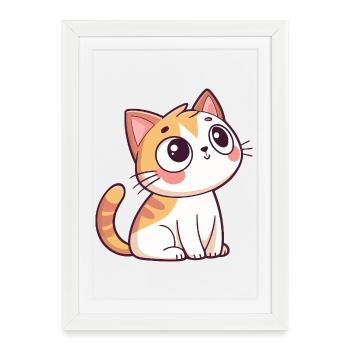 Chaton Curieux - Affiche encadrée (27 × 37 cm) - blanc - Devant