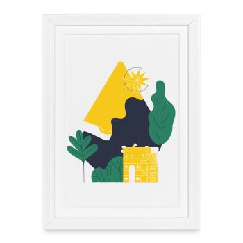 Paysage désertique abstrait - Affiche encadrée (27 × 37 cm) - blanc - Devant