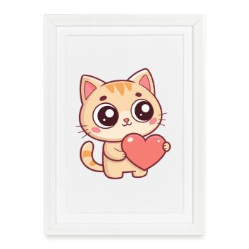 Chaton Coeur Doux - Affiche encadrée (27 × 37 cm) - blanc - Devant
