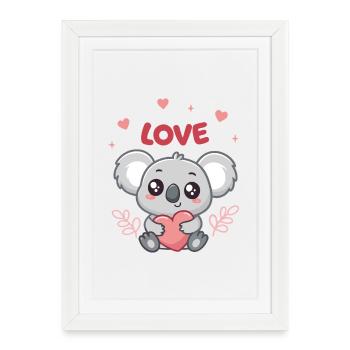Koala Coeur Love Doux - Affiche encadrée (27 × 37 cm) - blanc - Devant