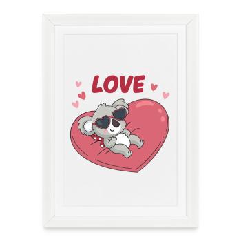 Koala in Love on Sweet Heart - Framed poster (27 × 37 cm) - white - Front