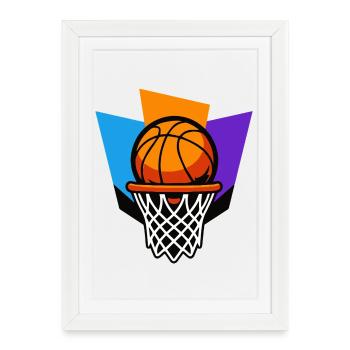 Basketball Hoop Graphic Dunk Design - Framed poster (27 × 37 cm) - white - Front