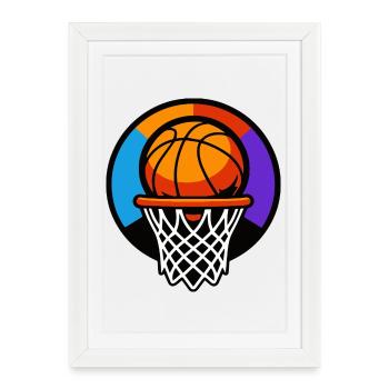 Graphique d’icône ballon de basket-ball - Affiche encadrée (27 × 37 cm) - blanc - Devant