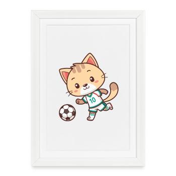 Cat football player number 10 - Framed poster (27 × 37 cm) - white - Front