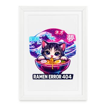 Ramen Noodles Cat Lover Retro Kawaii Cats - Framed poster (27 × 37 cm) - white - Front