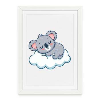 Koala Rêveur sur Nuage - Affiche encadrée (27 × 37 cm) - blanc - Devant