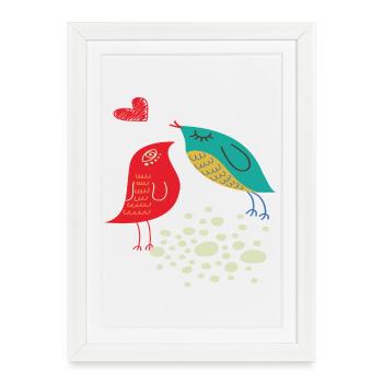 birds in love - Framed poster (27 × 37 cm) - white - Front