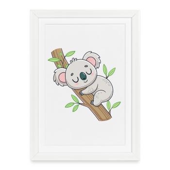 Koala Endormi sur Branche - Affiche encadrée (27 × 37 cm) - blanc - Devant