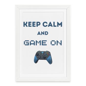 Keep Calm And Game On - Framed poster (27 × 37 cm) - white - Front