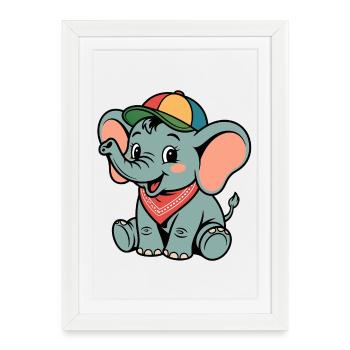 Colorful elephant with bandana - Framed poster (27 × 37 cm) - white - Front