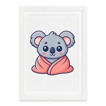 Kawaii Koala Wrapped in Pink Sheet - Framed poster (27 × 37 cm) - white - Front