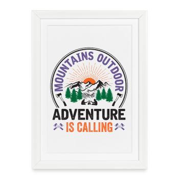 Mountains - Adventure is Calling - Framed poster (27 × 37 cm) - white - Front