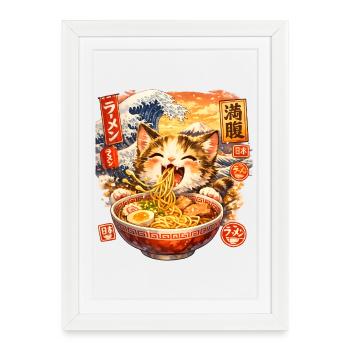 Ramen Kawaii Cats TShirt I Japanese Food - Framed poster (27 × 37 cm) - white - Front