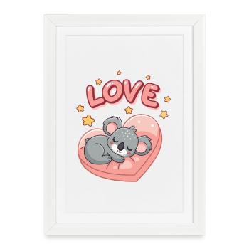 Koala sleeps on pastel heart - Framed poster (27 × 37 cm) - white - Front