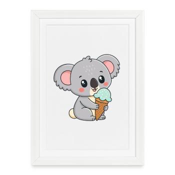 Koala Gourmand Glacé - Affiche encadrée (27 × 37 cm) - blanc - Devant