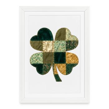 Patchwork Shamrock Quilt Style - Framed poster (27 × 37 cm) - white - Front