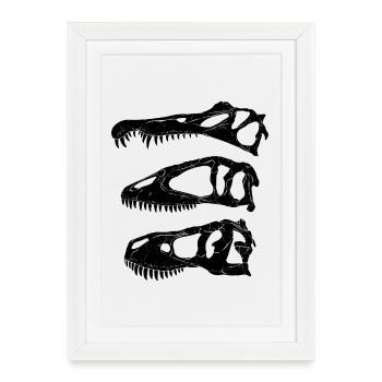 Spinosaurus Carcharodontosaurus Tyrannosaurus rex - Affiche encadrée (27 × 37 cm) - blanc - Devant