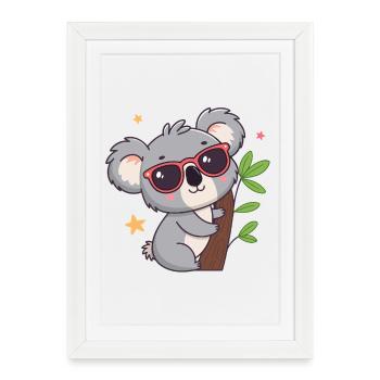 Koala chic soleil lunettes rouges - Affiche encadrée (27 × 37 cm) - blanc - Devant