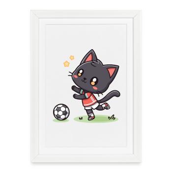 Kitten footballer in action - Framed poster (27 × 37 cm) - white - Front