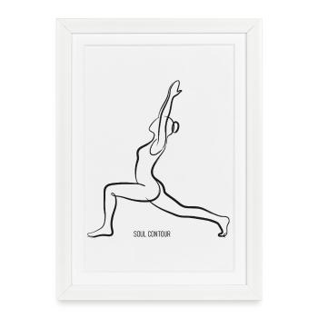 CONTOUR DE L’ÂME - Virabhadrasana - Affiche encadrée (27 × 37 cm) - blanc - Devant