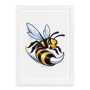 Dynamic wasp in flight - Framed poster (27 × 37 cm) - white - Front