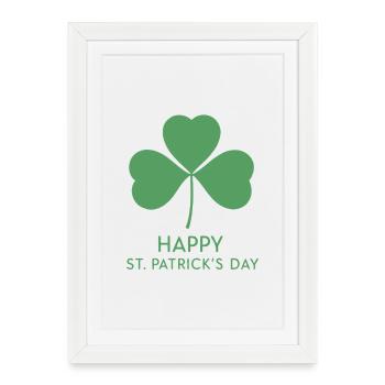 Grünklee St. Patrick's Day - Gerahmtes Poster (27 × 37 cm) - Weiß - Vorne