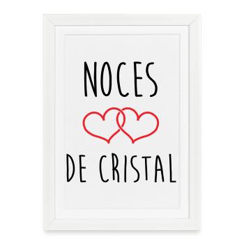 Noces de Cristal 15 ans de mariage - Affiche encadrée (27 × 37 cm) - blanc - Devant