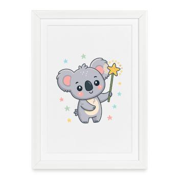 Koala Magicien Etoiles Pastel - Affiche encadrée (27 × 37 cm) - blanc - Devant