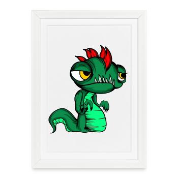 Petite chemise fantastique style serpent lézard fantastique - Affiche encadrée (27 × 37 cm) - blanc - Devant