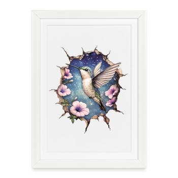 Hummingbird - Framed poster (27 × 37 cm) - white - Front