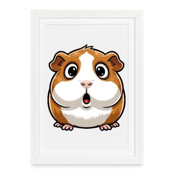 Surprise cochon d’Inde - Affiche encadrée (27 × 37 cm) - blanc - Devant
