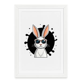Chic Bunny Cartoon Sunglasses - Framed poster (27 × 37 cm) - white - Front