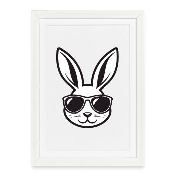 Lapin Lunettes Soleil - Affiche encadrée (27 × 37 cm) - blanc - Devant