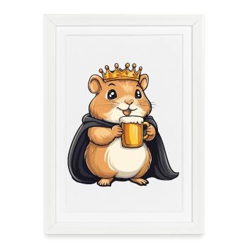Roi de la bière hamster - Affiche encadrée (27 × 37 cm) - blanc - Devant